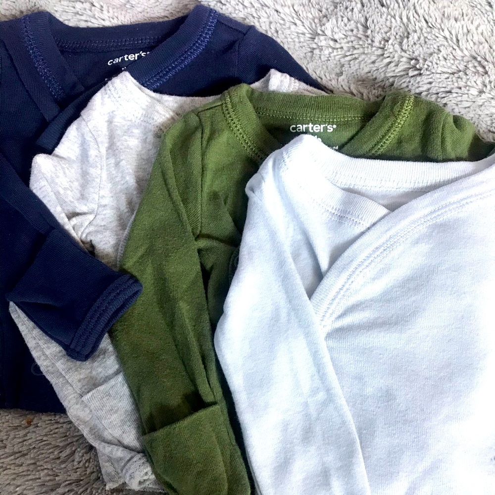 🌻4 Newborn Essential Side Snap Onesie Shirts